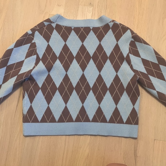 Cute Blue and Brown Checkered Button up - Picture 3 of 3